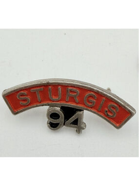 1994 STURGIS Motorcycle Rally Hat Vest Jacket Lapel Pin Red Enamel